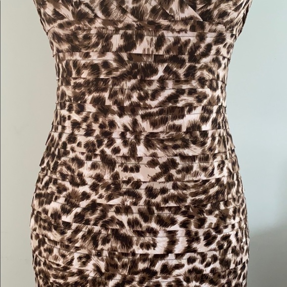 Adrianna Papell Animal Print Ruched Bodycon Sheath Dress - 4 - Picture 6 of 15